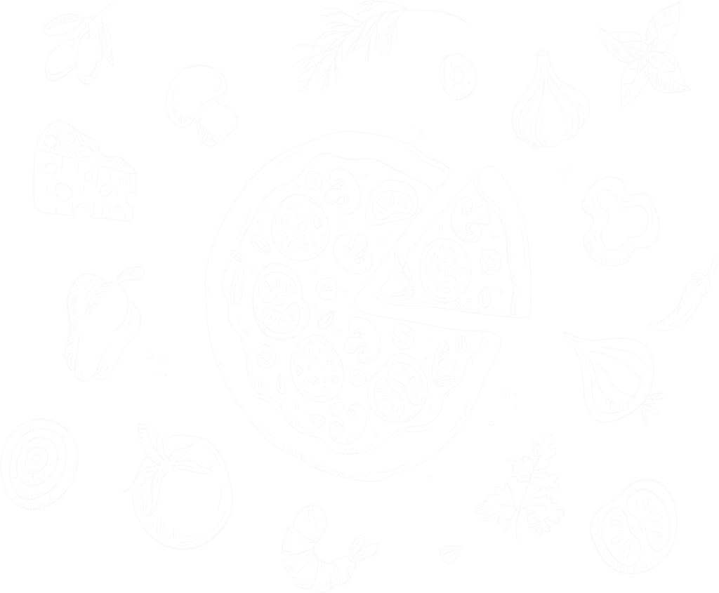 Sfondo della sezione con elementi ed ingredienti tipici della pizza